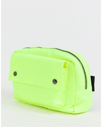 Зелено-желтая поясная сумка от Bershka