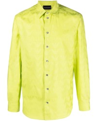 Мужская зелено-желтая рубашка с длинным рукавом от Emporio Armani