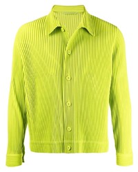 Мужская зелено-желтая рубашка с длинным рукавом от Homme Plissé Issey Miyake