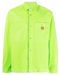Мужская зелено-желтая рубашка с длинным рукавом от Kenzo