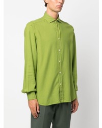 Мужская зелено-желтая рубашка с длинным рукавом от Boglioli