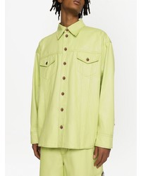 Мужская зелено-желтая рубашка с длинным рукавом от Dolce & Gabbana