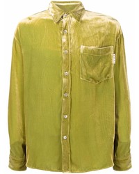Мужская зелено-желтая рубашка с длинным рукавом от Marni