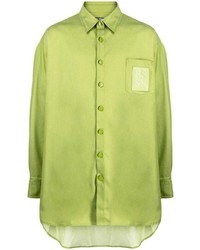 Мужская зелено-желтая рубашка с длинным рукавом от Raf Simons