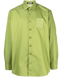 Мужская зелено-желтая рубашка с длинным рукавом от Raf Simons