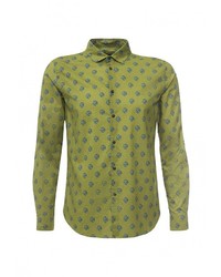 Мужская зелено-желтая рубашка с длинным рукавом от Sisley