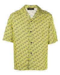 Мужская зелено-желтая рубашка с коротким рукавом с принтом от Amiri