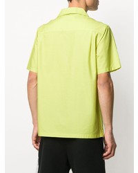Мужская зелено-желтая рубашка с коротким рукавом с принтом от Stussy