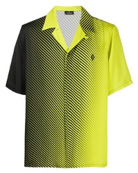 Мужская зелено-желтая рубашка с коротким рукавом с принтом от Marcelo Burlon County of Milan