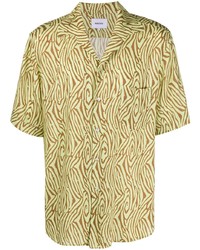 Мужская зелено-желтая рубашка с коротким рукавом с принтом от Nanushka