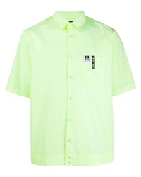 Мужская зелено-желтая рубашка с коротким рукавом от Diesel