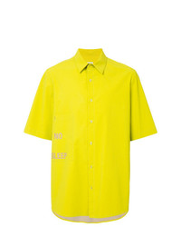 Мужская зелено-желтая рубашка с коротким рукавом от Ex Infinitas