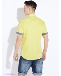 Мужская зелено-желтая рубашка с коротким рукавом от LERROS