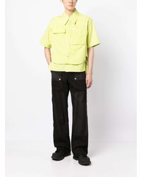 Мужская зелено-желтая рубашка с коротким рукавом от Wooyoungmi