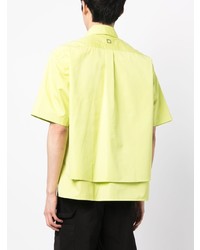 Мужская зелено-желтая рубашка с коротким рукавом от Wooyoungmi