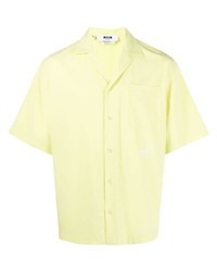 Мужская зелено-желтая рубашка с коротким рукавом от MSGM