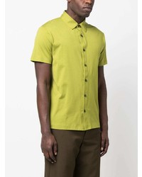 Мужская зелено-желтая рубашка с коротким рукавом от Roberto Collina