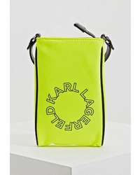 Зелено-желтая сумка через плечо из плотной ткани от Karl Lagerfeld