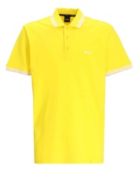 Мужская зелено-желтая футболка-поло в горизонтальную полоску от BOSS