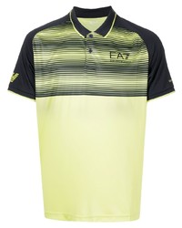 Мужская зелено-желтая футболка-поло в горизонтальную полоску от Ea7 Emporio Armani