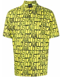 Мужская зелено-желтая футболка-поло с принтом от Just Cavalli