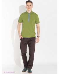 Мужская зелено-желтая футболка-поло от Greg Horman