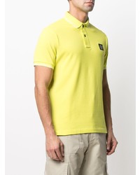Мужская зелено-желтая футболка-поло от Stone Island
