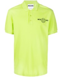 Мужская зелено-желтая футболка-поло от Moschino