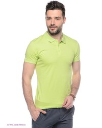 Мужская зелено-желтая футболка-поло от Oodji