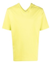 Мужская зелено-желтая футболка с v-образным вырезом от Bottega Veneta