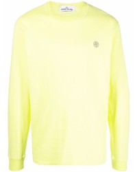 Мужская зелено-желтая футболка с длинным рукавом от Stone Island
