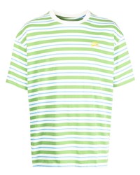 Мужская зелено-желтая футболка с круглым вырезом в горизонтальную полоску от Nike