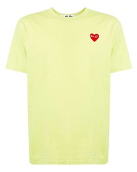 Мужская зелено-желтая футболка с круглым вырезом с вышивкой от Comme Des Garcons Play