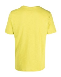Мужская зелено-желтая футболка с круглым вырезом с вышивкой от Peuterey