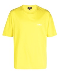 Мужская зелено-желтая футболка с круглым вырезом с принтом от A.P.C.