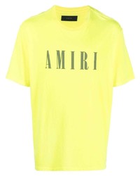 Мужская зелено-желтая футболка с круглым вырезом с принтом от Amiri