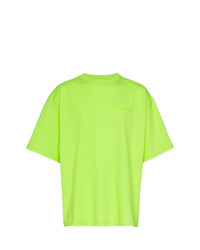 Мужская зелено-желтая футболка с круглым вырезом с принтом от Balenciaga