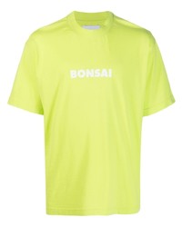 Мужская зелено-желтая футболка с круглым вырезом с принтом от Bonsai