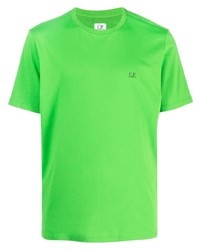 Мужская зелено-желтая футболка с круглым вырезом с принтом от C.P. Company