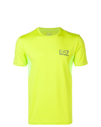 Мужская зелено-желтая футболка с круглым вырезом с принтом от Ea7 Emporio Armani