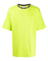 Мужская зелено-желтая футболка с круглым вырезом с принтом от Fila