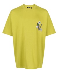 Мужская зелено-желтая футболка с круглым вырезом с принтом от FIVE CM