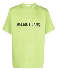 Мужская зелено-желтая футболка с круглым вырезом с принтом от Helmut Lang