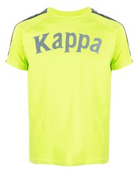 Мужская зелено-желтая футболка с круглым вырезом с принтом от Kappa