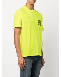 Мужская зелено-желтая футболка с круглым вырезом с принтом от Amiri