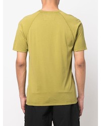 Мужская зелено-желтая футболка с круглым вырезом с принтом от C.P. Company