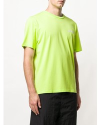 Мужская зелено-желтая футболка с круглым вырезом с принтом от Stampd