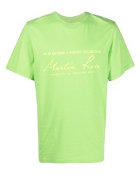 Мужская зелено-желтая футболка с круглым вырезом с принтом от Martine Rose