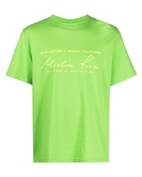 Мужская зелено-желтая футболка с круглым вырезом с принтом от Martine Rose