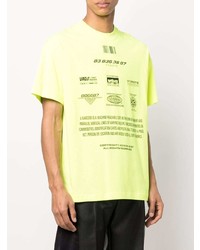Мужская зелено-желтая футболка с круглым вырезом с принтом от VTMNTS